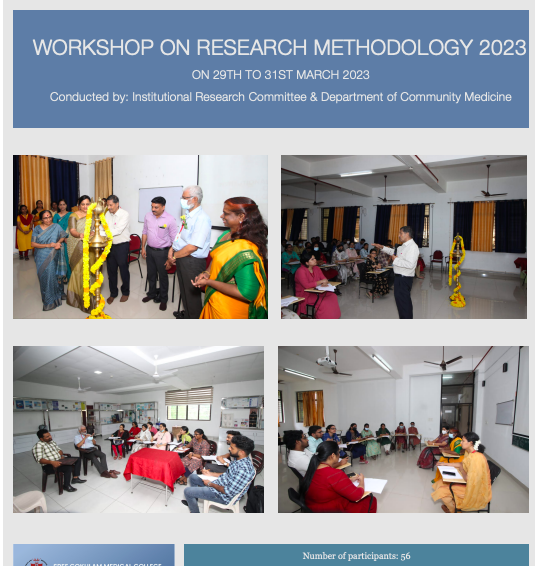 WORKSHOP ON RESEARCH METHODOLOGY 2023 -ON 29TH TO 31ST MARCH 2023