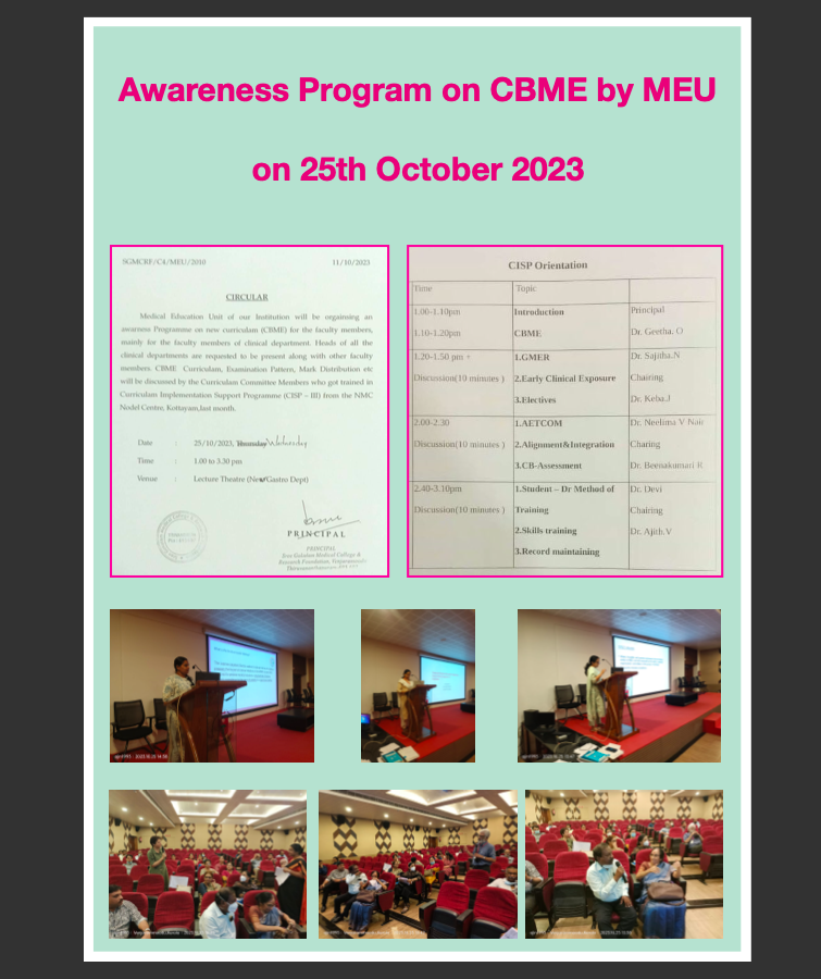 Awareness Program on CBME by MEU  on 25th October 2023
