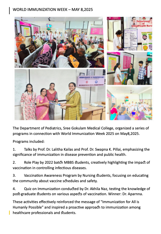 WORLD IMMUNIZATION WEEK – MAY 8,2025